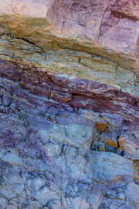 stratified rock with different colored bands