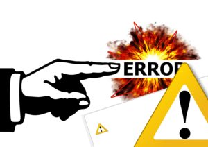 hand pointing to the word "Error"