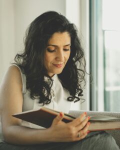 woman reading a book
