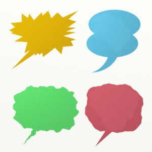 Different word bubbles. Some are soft and some are spiky.