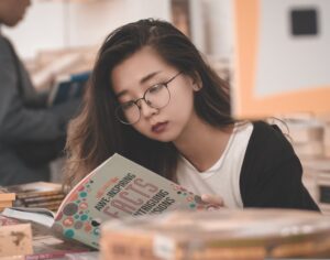 girl reading a book