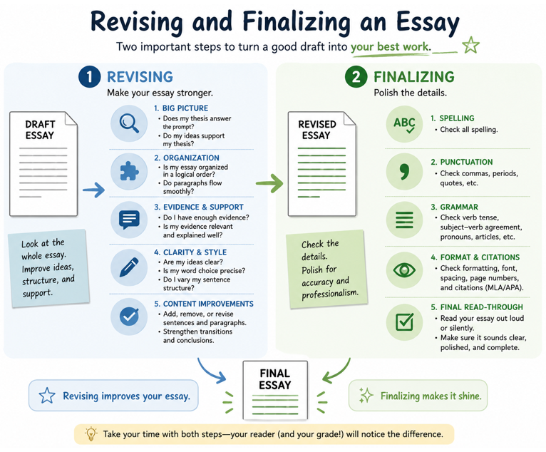 infographic with all of the revising and finalizing points from the text