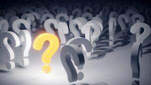 multiple question marks, one yellow and the rest gray