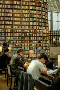 people in library